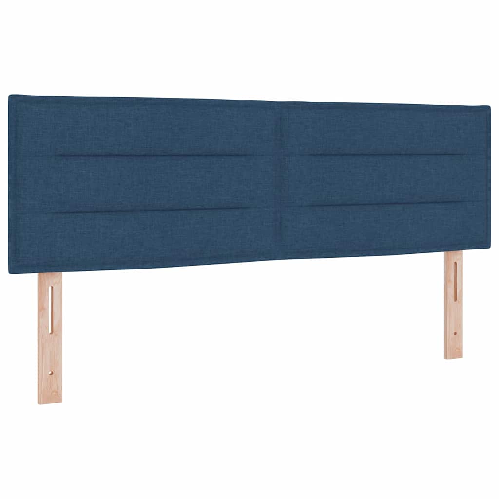 vidaXL Łóżko z sprężyną LED z poduszką Niebieski 140 x 200 cm tkanina