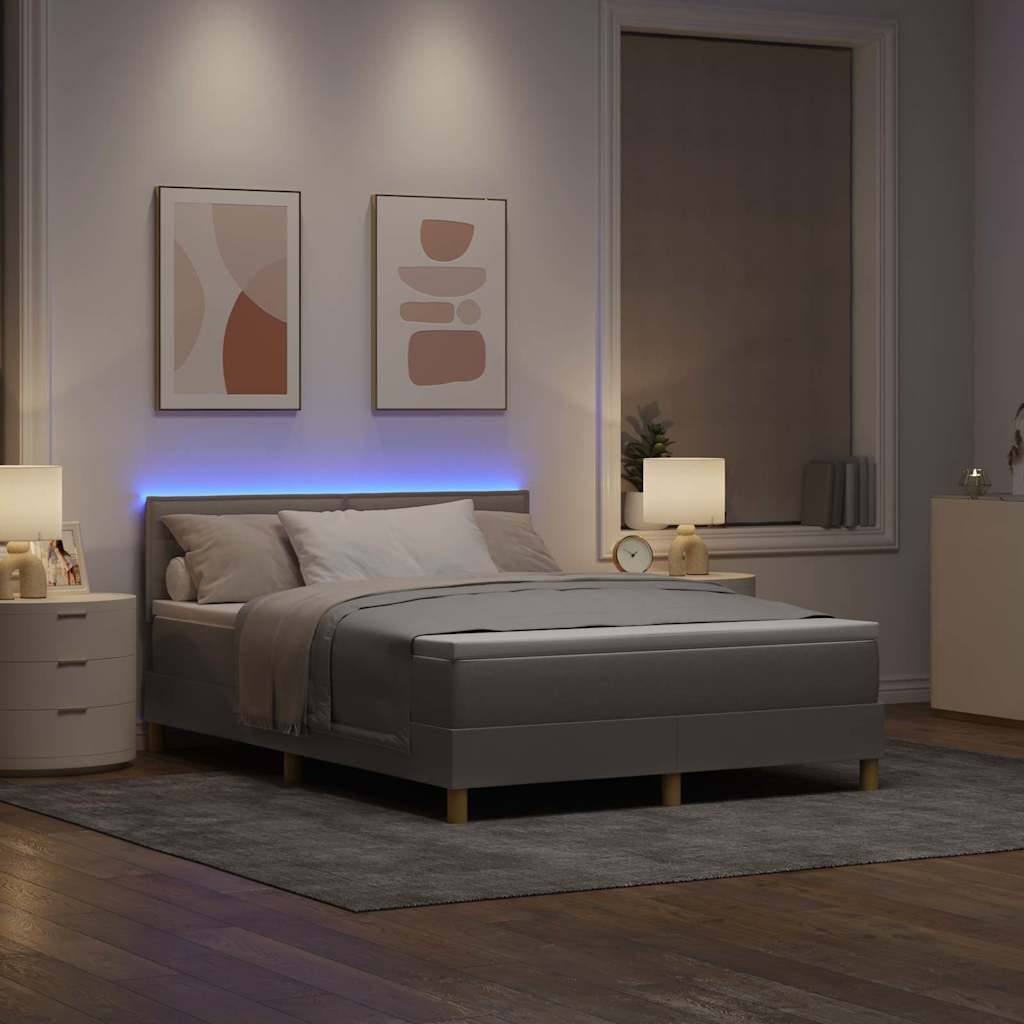 vidaXL Łóżko z sprężyną LED Ciemnoszary 160 x 200 cm tkanina
