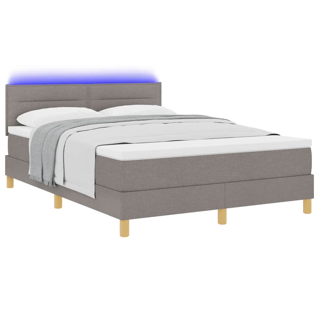 vidaXL Łóżko z sprężyną LED Ciemnoszary 160 x 200 cm tkanina