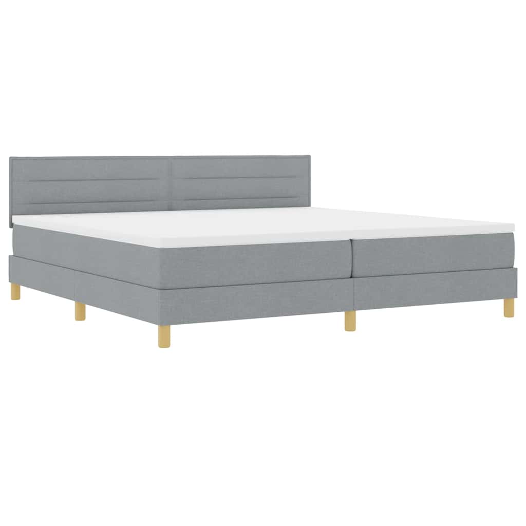 vidaXL Łóżko z sprężyną LED Jasnoszary 200 x 200 cm tkanina