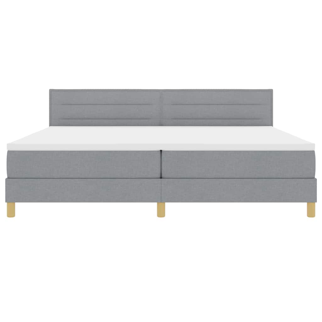 vidaXL Łóżko z sprężyną LED Jasnoszary 200 x 200 cm tkanina