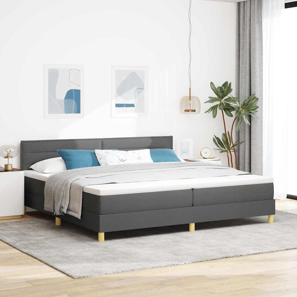 vidaXL Łóżko z sprężyną LED Ciemnoszary 200 x 200 cm tkanina
