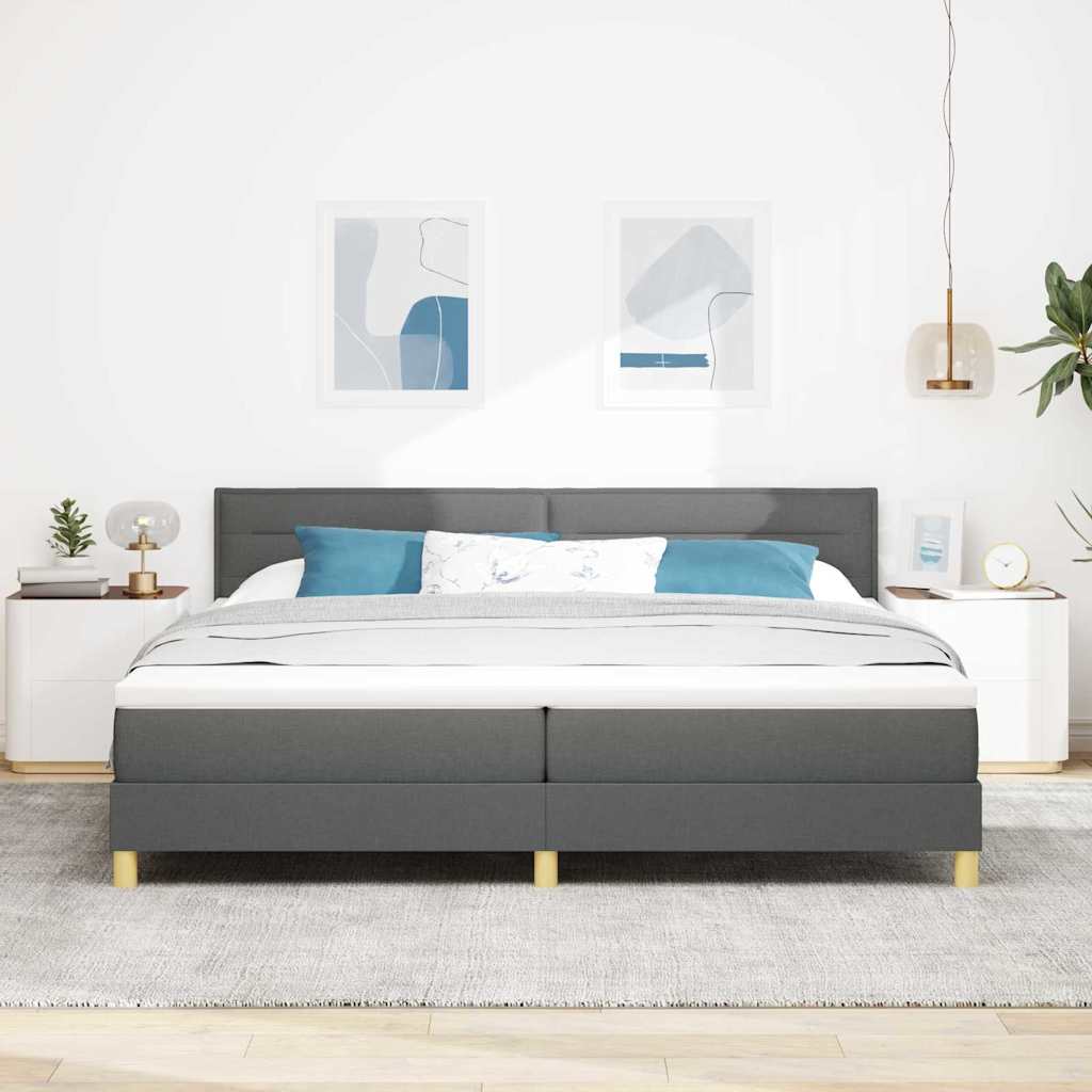 vidaXL Łóżko z sprężyną LED Ciemnoszary 200 x 200 cm tkanina