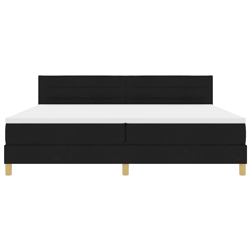 vidaXL Łóżko z sprężyną LED z paskami LED Czarny 200 x 200 cm tkanina