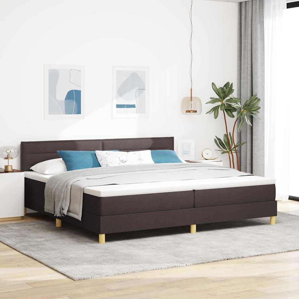 vidaXL Łóżko z sprężyną LED Ciemny brąz 200 x 200 cm tkanina