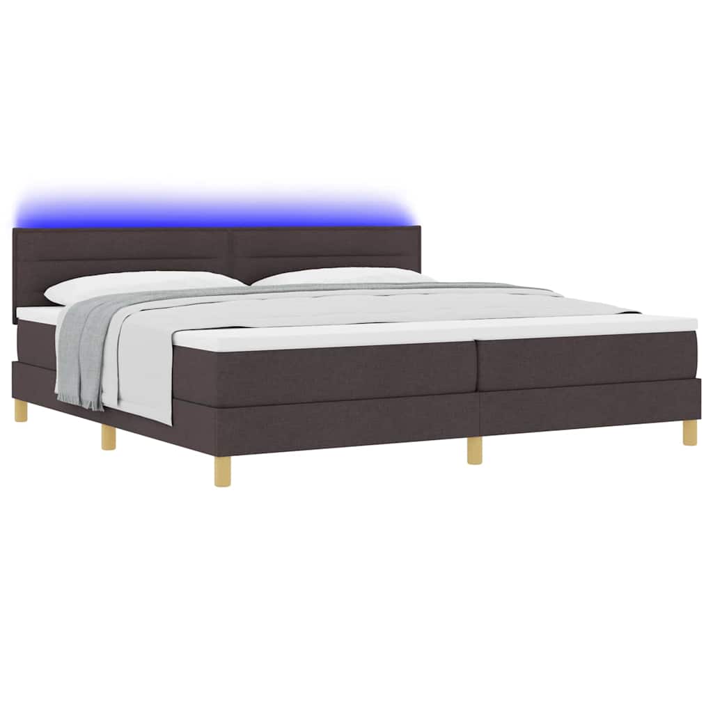 vidaXL Łóżko z sprężyną LED Ciemny brąz 200 x 200 cm tkanina