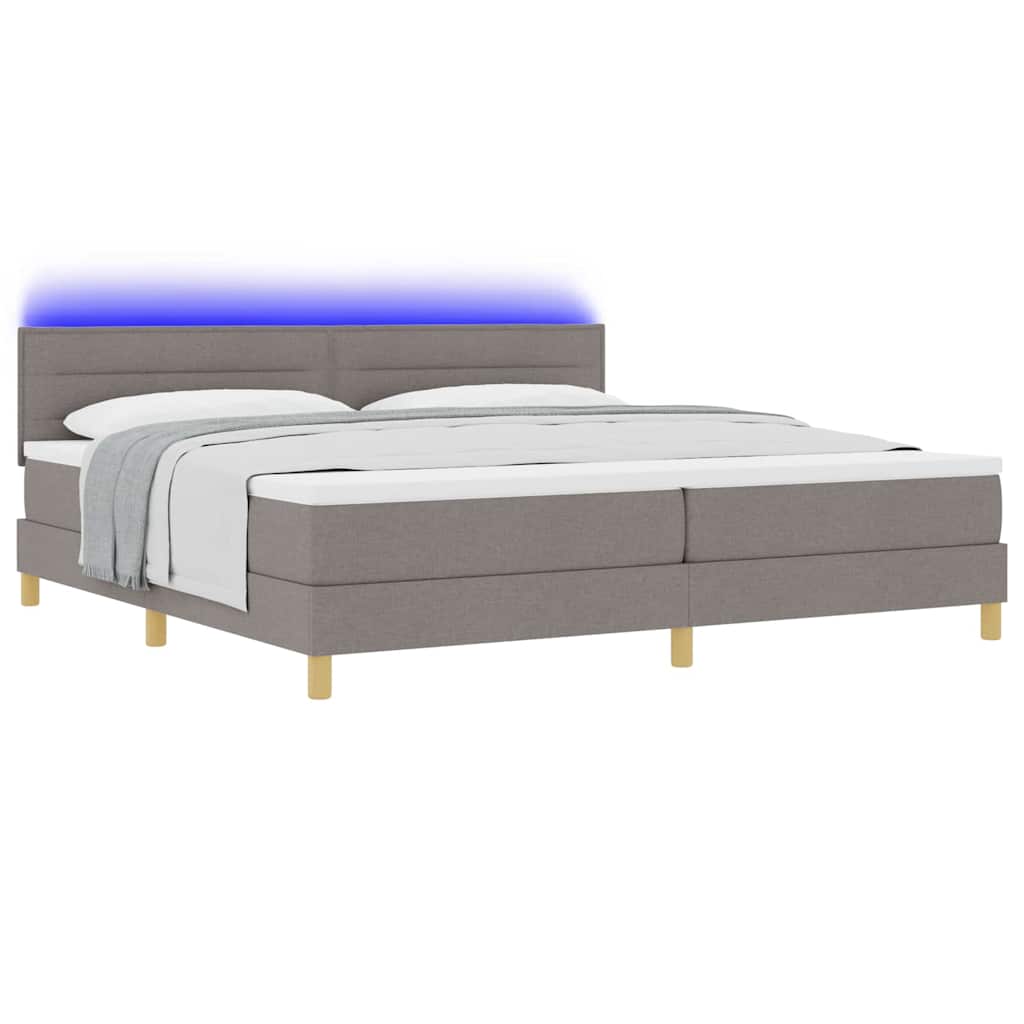 vidaXL Łóżko z sprężyną LED Ciemnoszary 200 x 200 cm tkanina