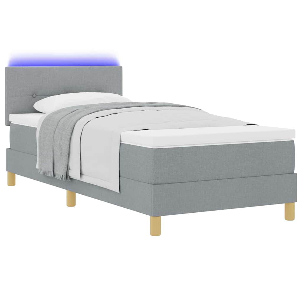 vidaXL Łóżko z sprężyną LED Jasnoszary 80 x 200 cm tkanina