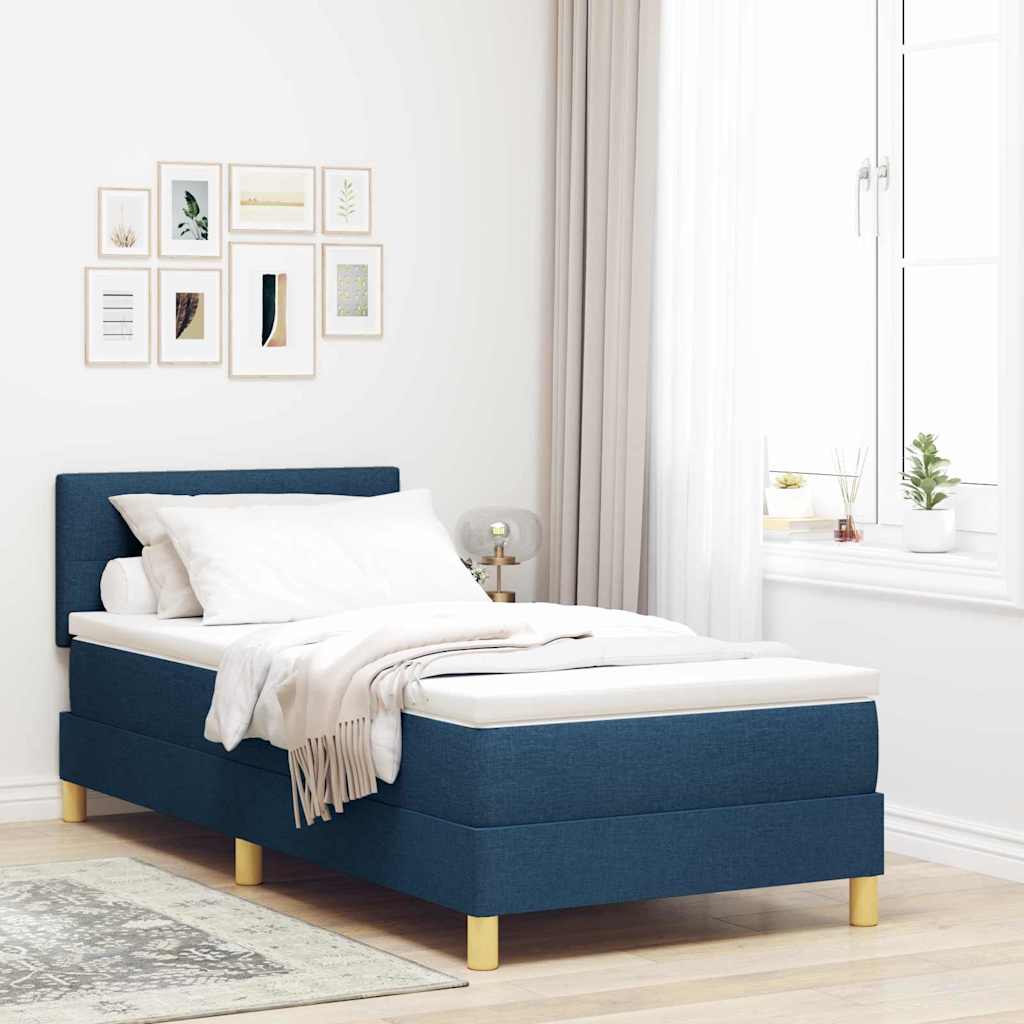 vidaXL Łóżko z sprężyną LED z poduszką Niebieski 80 x 200 cm tkanina