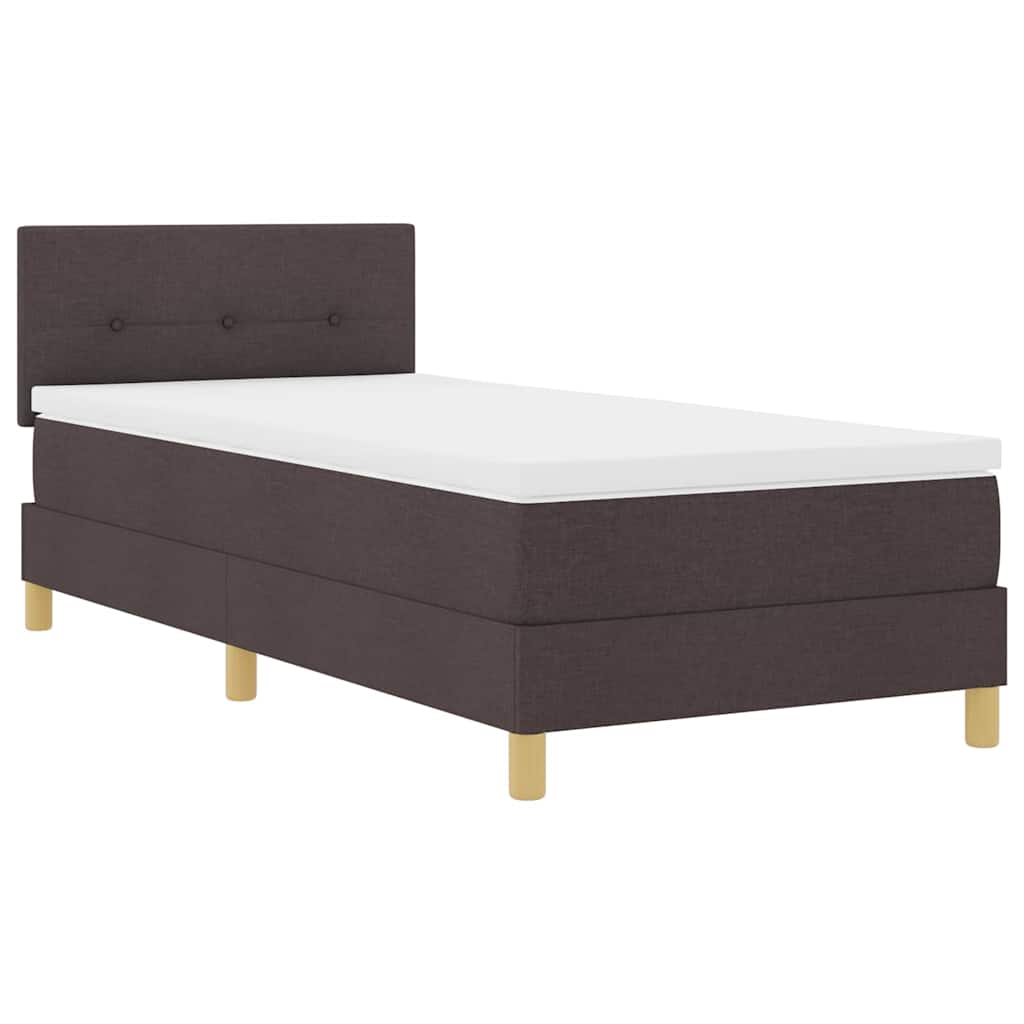 vidaXL Łóżko z sprężyną LED Ciemny brąz 90 x 190 cm tkanina