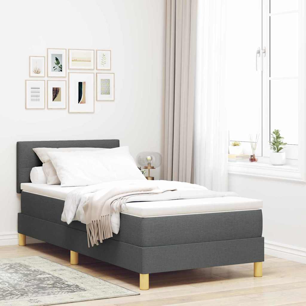 vidaXL Łóżko z sprężyną LED Ciemnoszary 100 x 200 cm tkanina