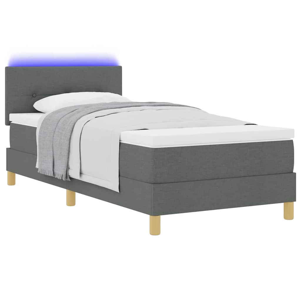 vidaXL Łóżko z sprężyną LED Ciemnoszary 100 x 200 cm tkanina
