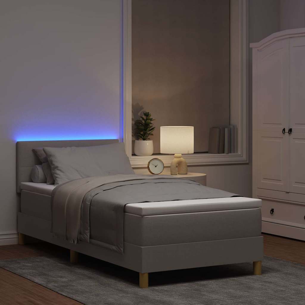 vidaXL Łóżko z sprężyną LED Ciemnoszary 100 x 200 cm tkanina