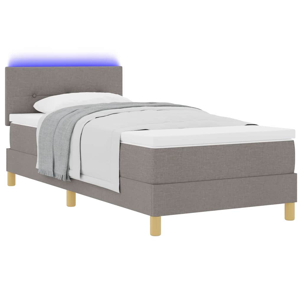 vidaXL Łóżko z sprężyną LED Ciemnoszary 100 x 200 cm tkanina
