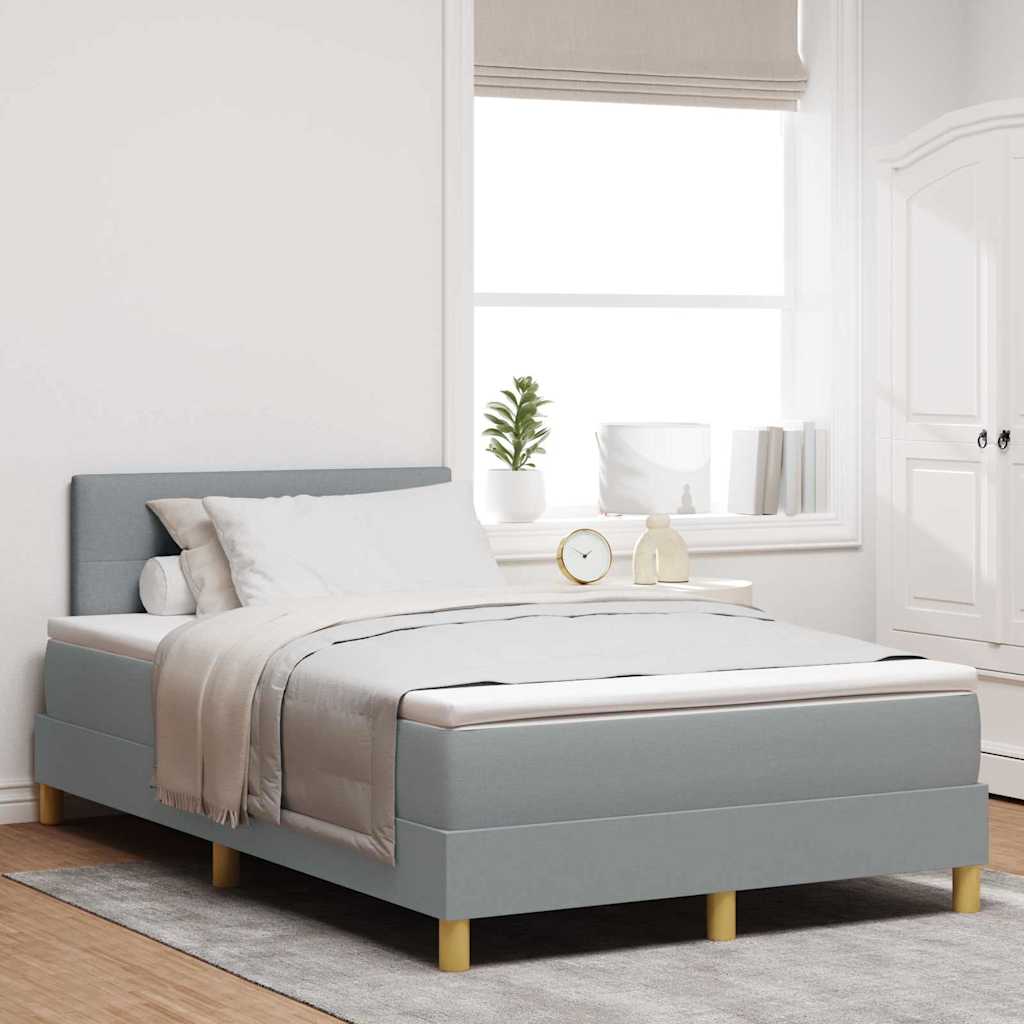 vidaXL Łóżko z sprężyną LED Jasnoszary 120 x 190 cm tkanina