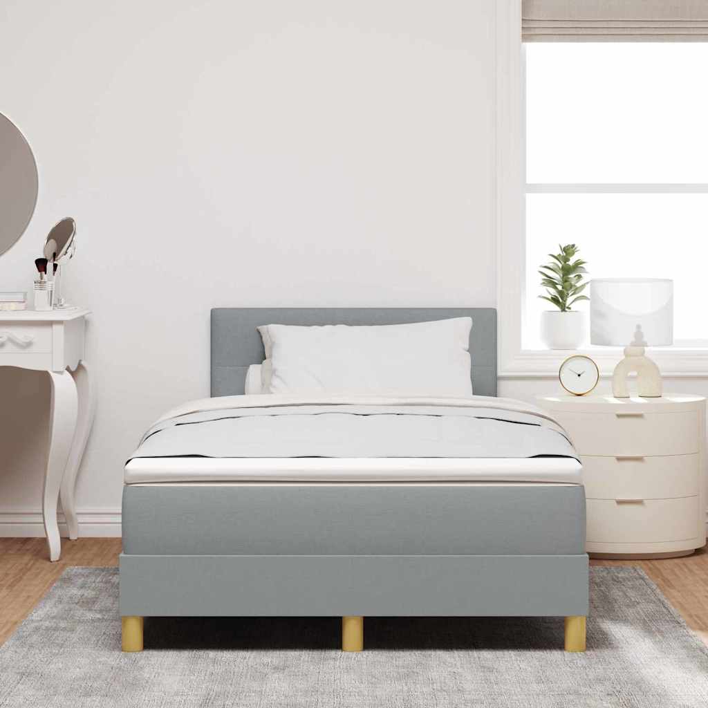 vidaXL Łóżko z sprężyną LED Jasnoszary 120 x 190 cm tkanina