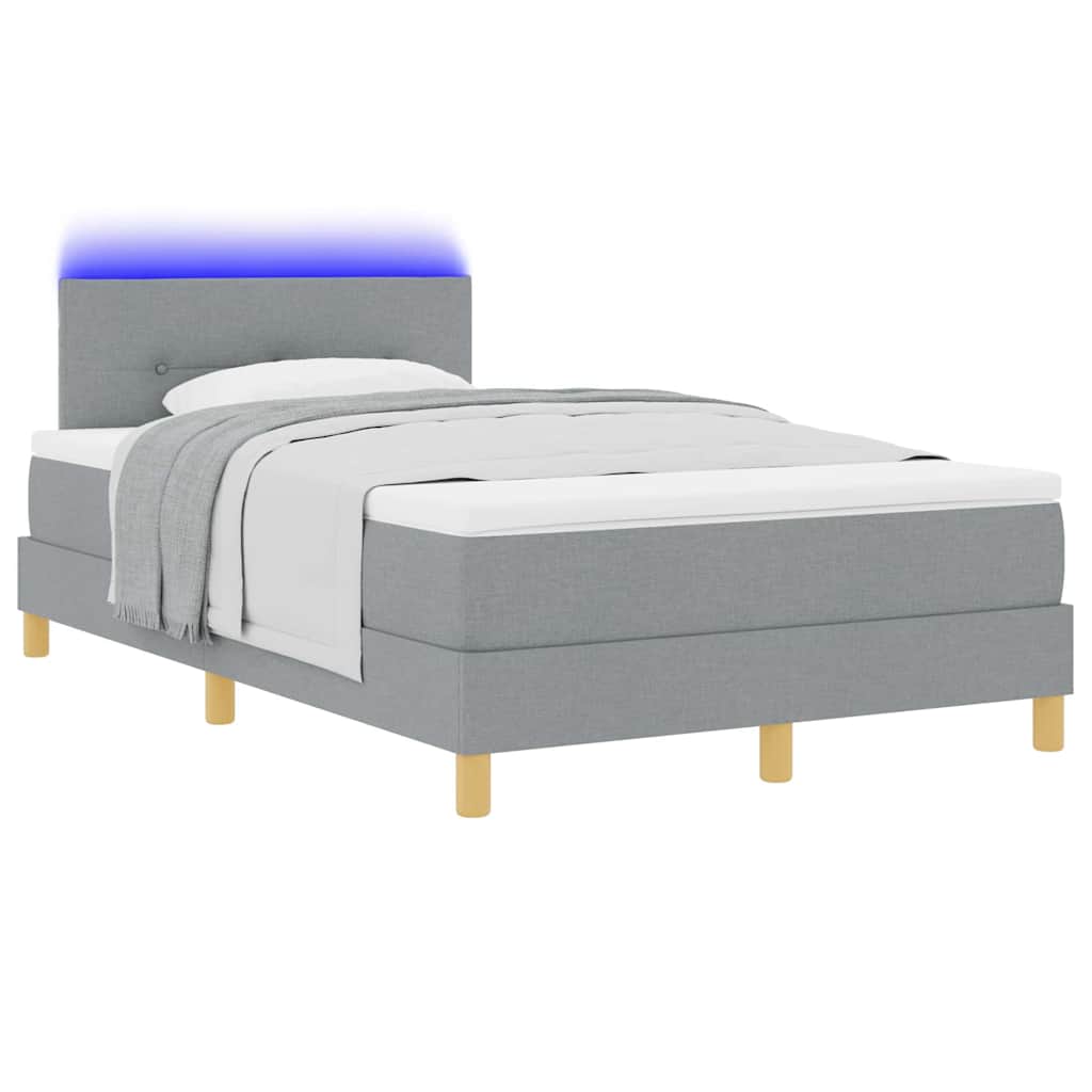 vidaXL Łóżko z sprężyną LED Jasnoszary 120 x 190 cm tkanina