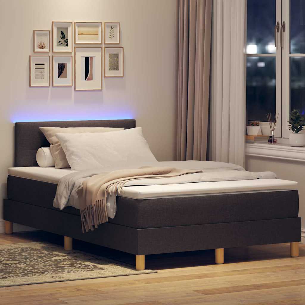 vidaXL Łóżko z sprężyną LED Ciemny brąz 120 x 190 cm tkanina