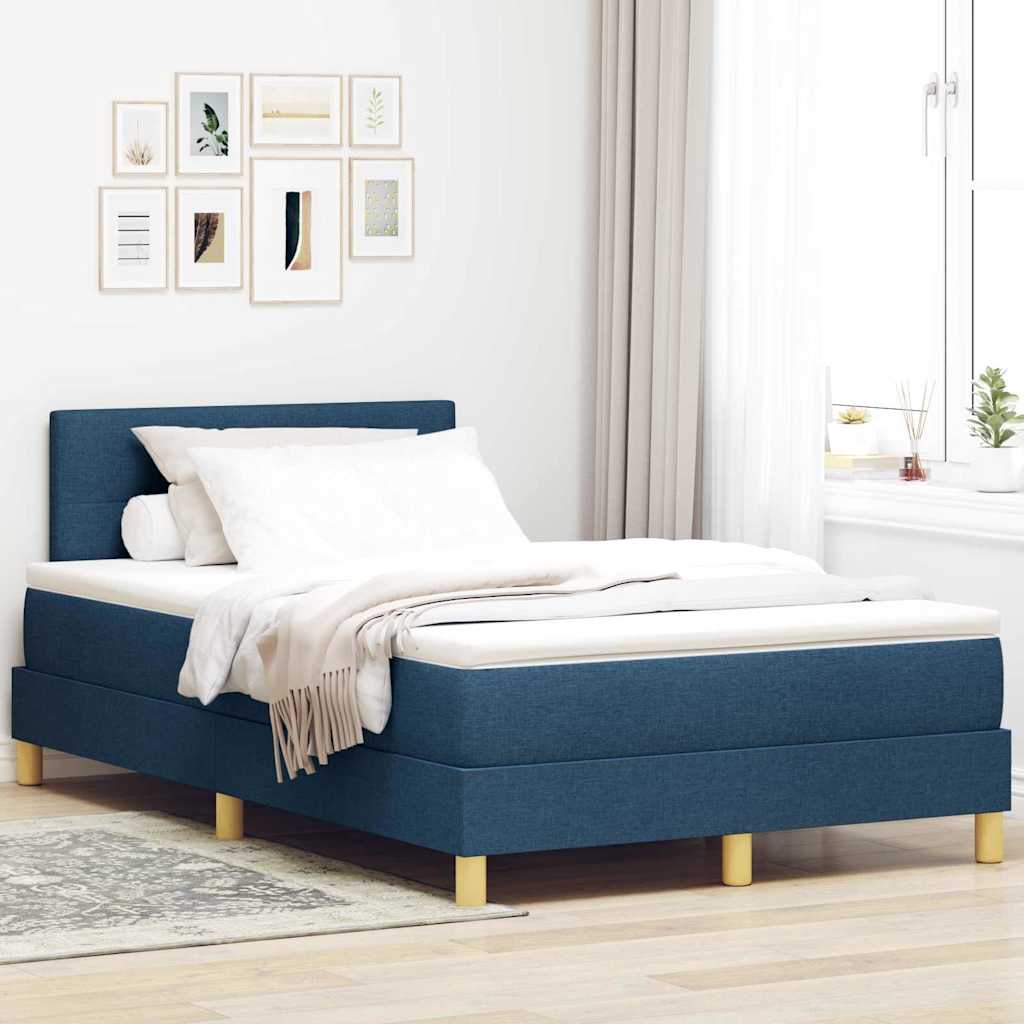 vidaXL Łóżko z sprężyną LED Niebieski 120 x 190 cm tkanina