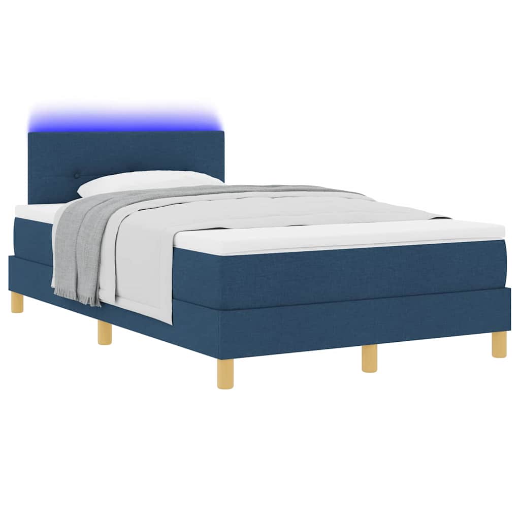 vidaXL Łóżko z sprężyną LED Niebieski 120 x 190 cm tkanina
