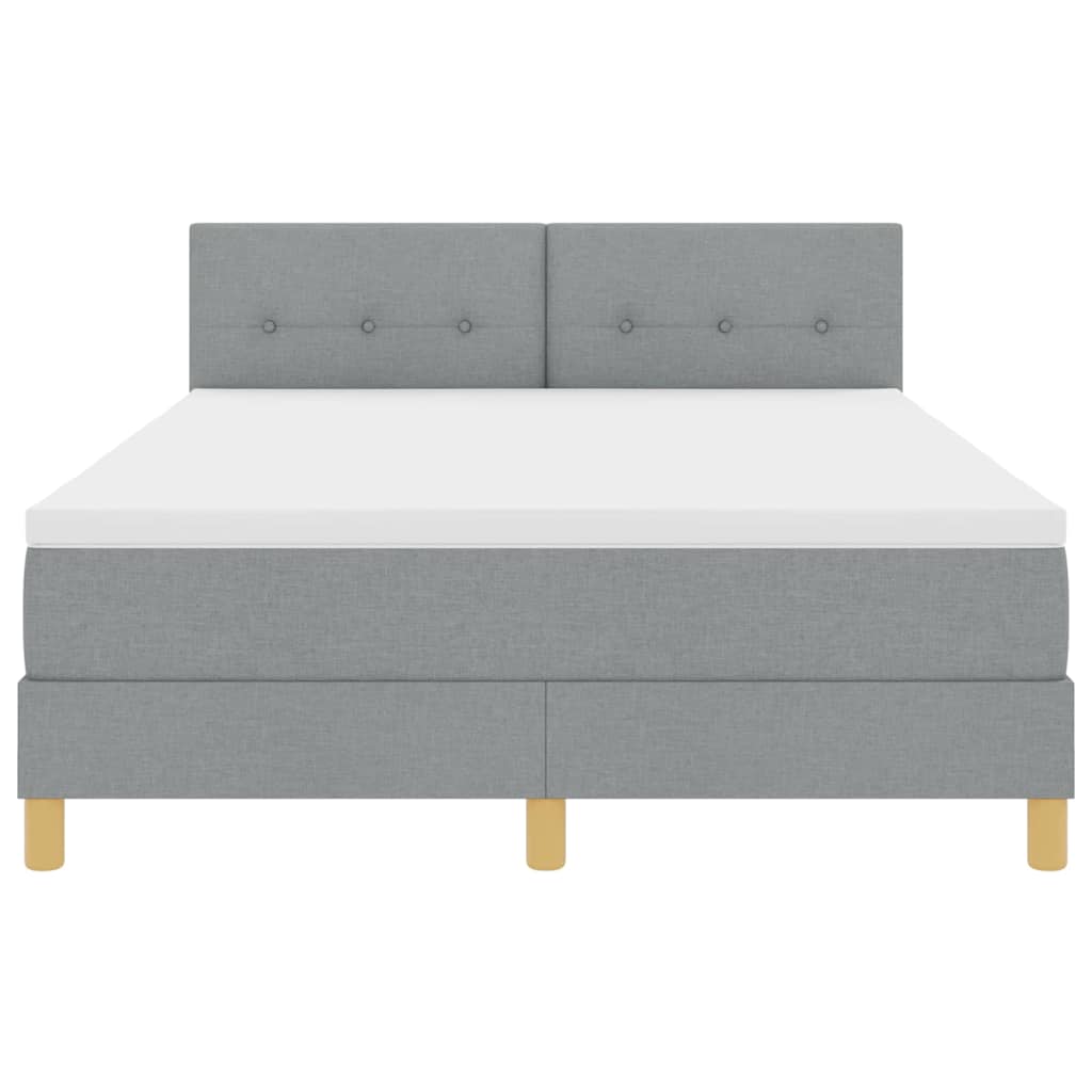 vidaXL Łóżko z sprężyną LED Jasnoszary 140 x 190 cm tkanina