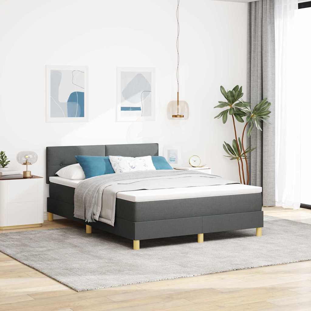 vidaXL Łóżko z sprężyną LED Ciemnoszary 160 x 200 cm tkanina