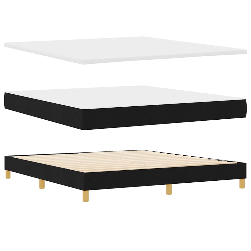 vidaXL Łóżko z sprężyną LED z paskami LED Czarny 180 x 200 cm tkanina