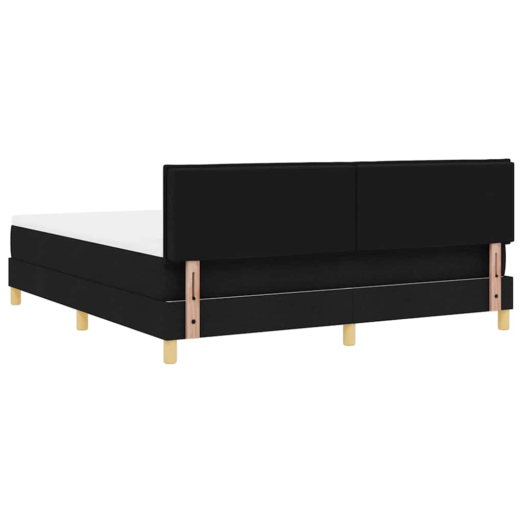 vidaXL Łóżko z sprężyną LED z paskami LED Czarny 180 x 200 cm tkanina