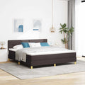 vidaXL Łóżko z sprężyną LED Ciemny brąz 180 x 200 cm tkanina