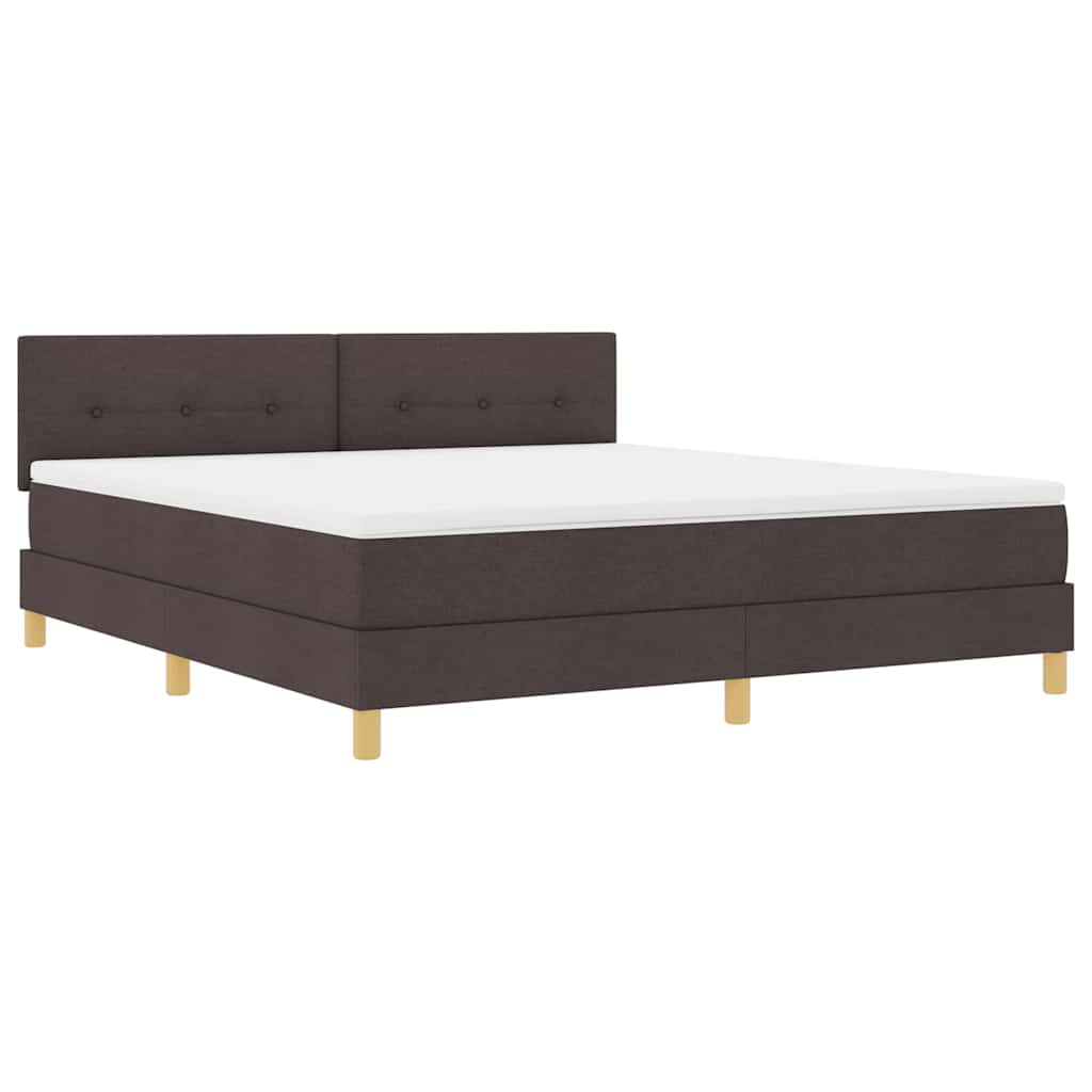 vidaXL Łóżko z sprężyną LED Ciemny brąz 180 x 200 cm tkanina
