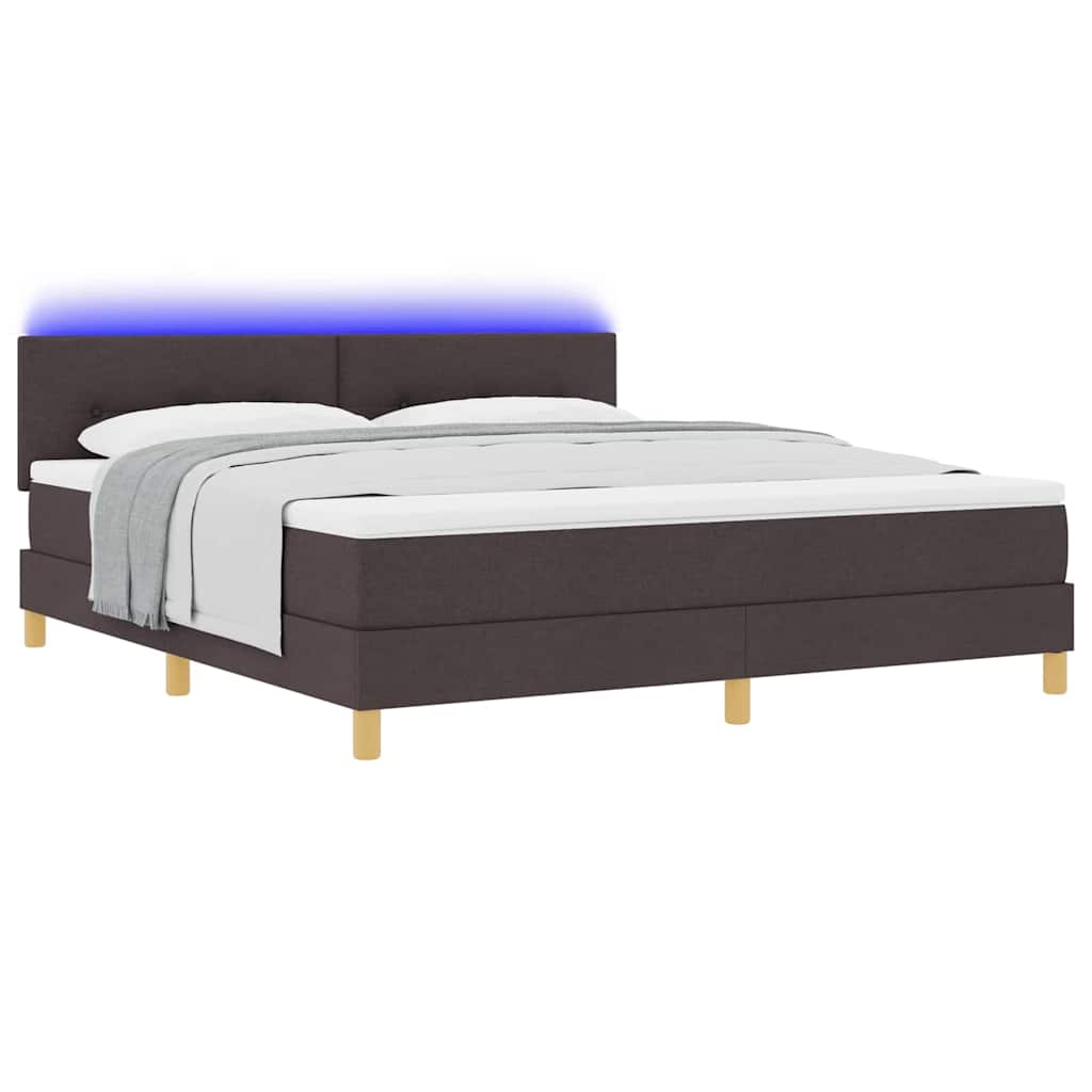 vidaXL Łóżko z sprężyną LED Ciemny brąz 180 x 200 cm tkanina
