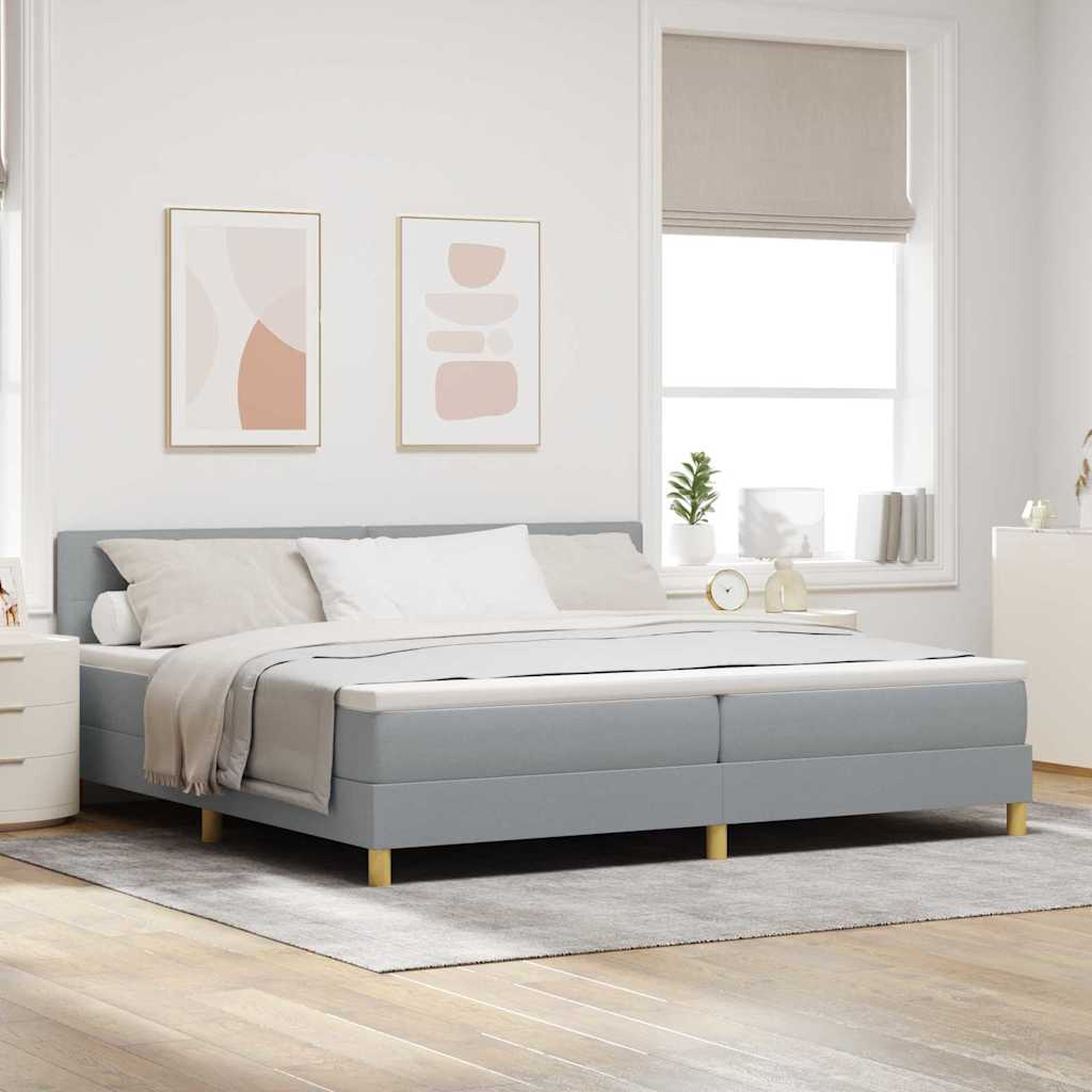 vidaXL Łóżko z sprężyną LED Jasnoszary 200 x 200 cm tkanina