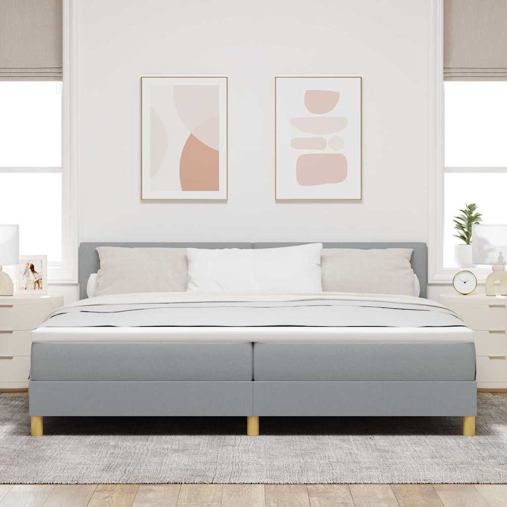 vidaXL Łóżko z sprężyną LED Jasnoszary 200 x 200 cm tkanina