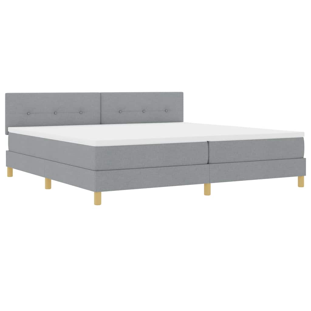vidaXL Łóżko z sprężyną LED Jasnoszary 200 x 200 cm tkanina