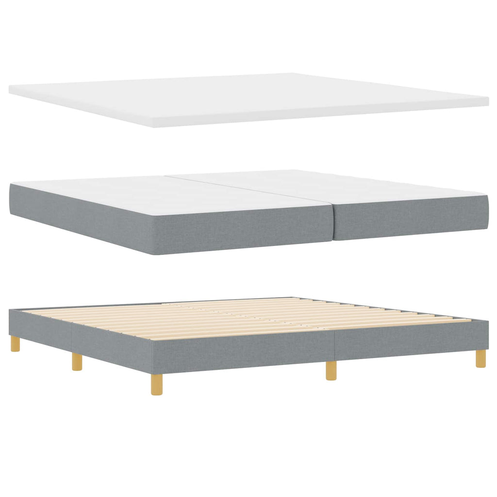 vidaXL Łóżko z sprężyną LED Jasnoszary 200 x 200 cm tkanina