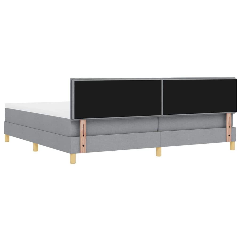 vidaXL Łóżko z sprężyną LED Jasnoszary 200 x 200 cm tkanina