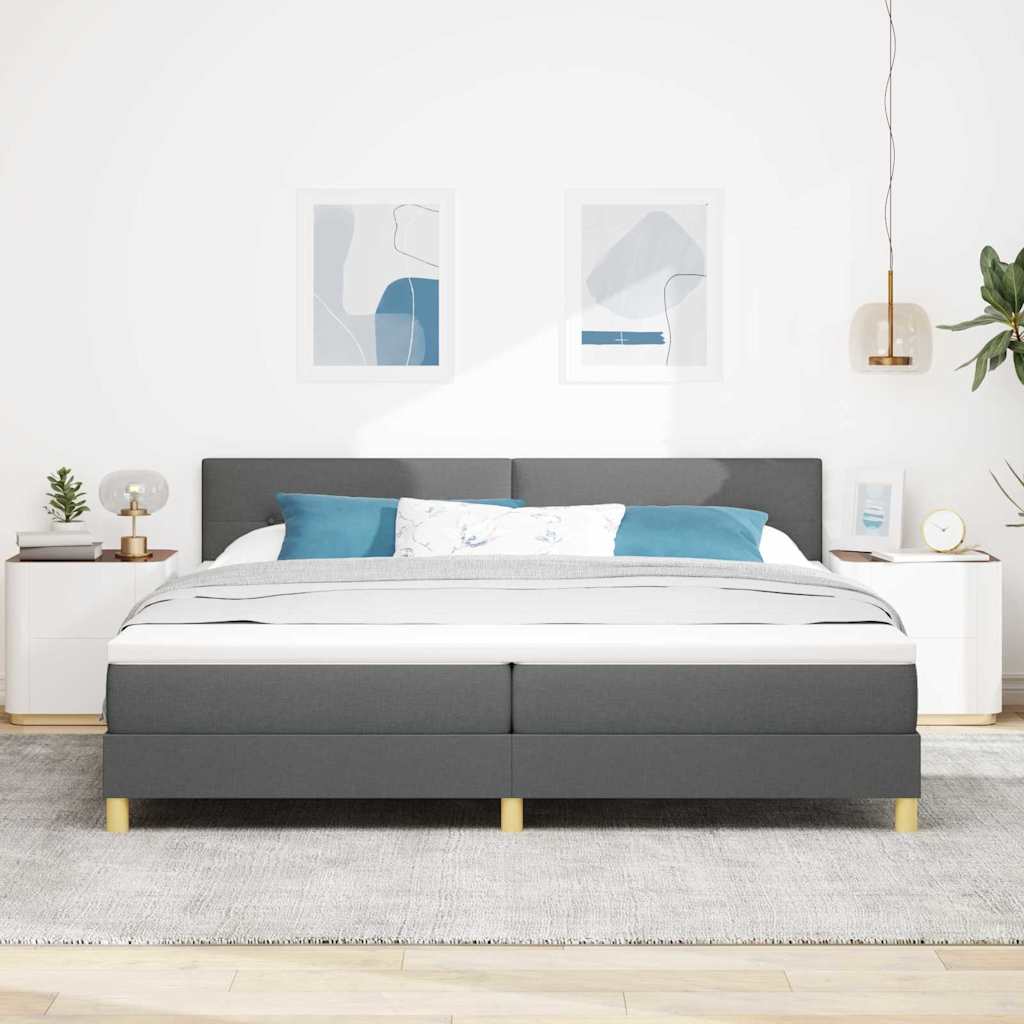 vidaXL Łóżko z sprężyną LED Ciemnoszary 200 x 200 cm tkanina