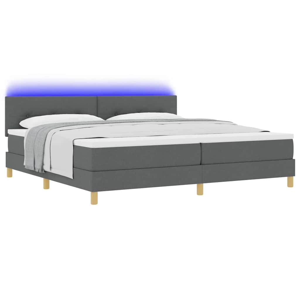 vidaXL Łóżko z sprężyną LED Ciemnoszary 200 x 200 cm tkanina