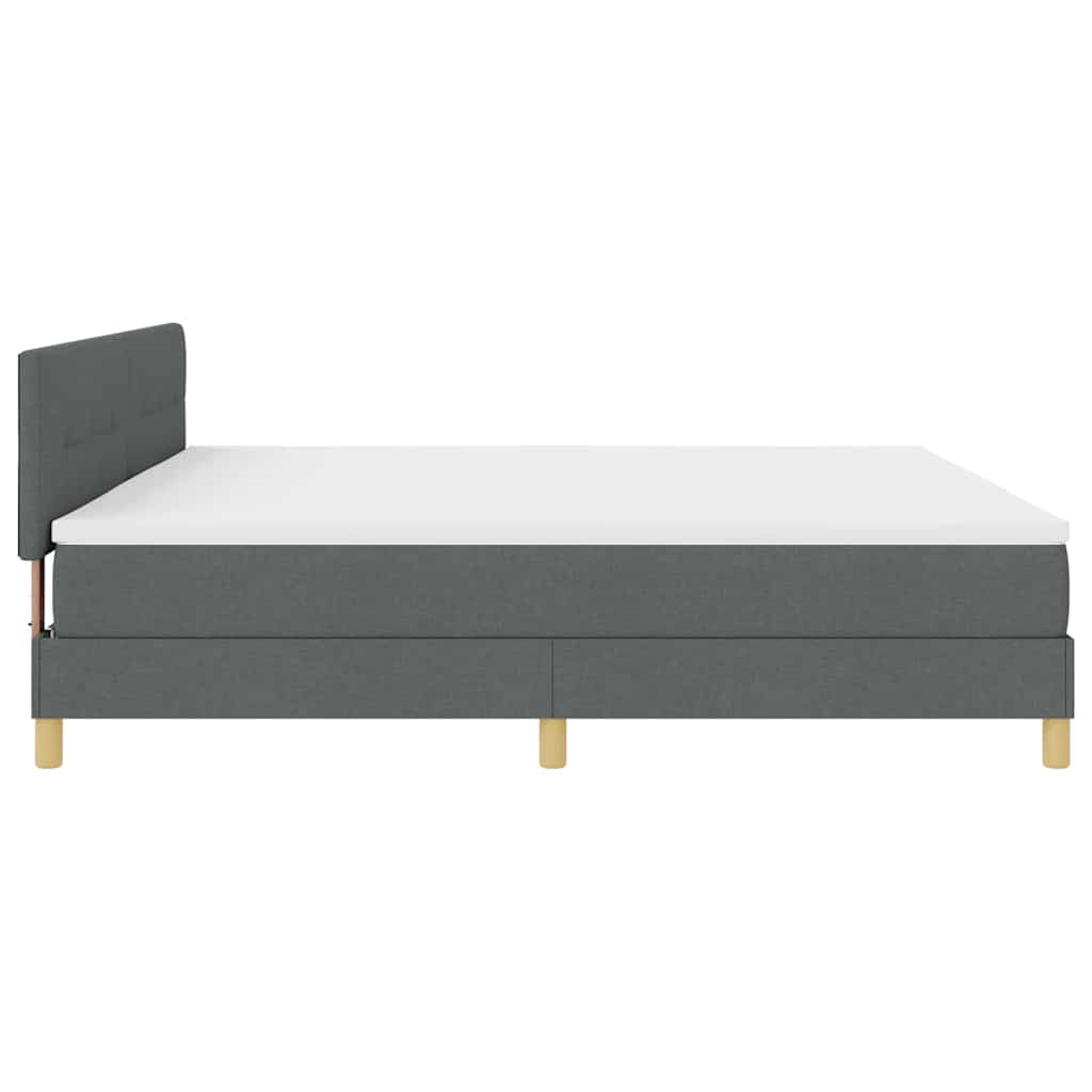 vidaXL Łóżko z sprężyną LED Ciemnoszary 200 x 200 cm tkanina