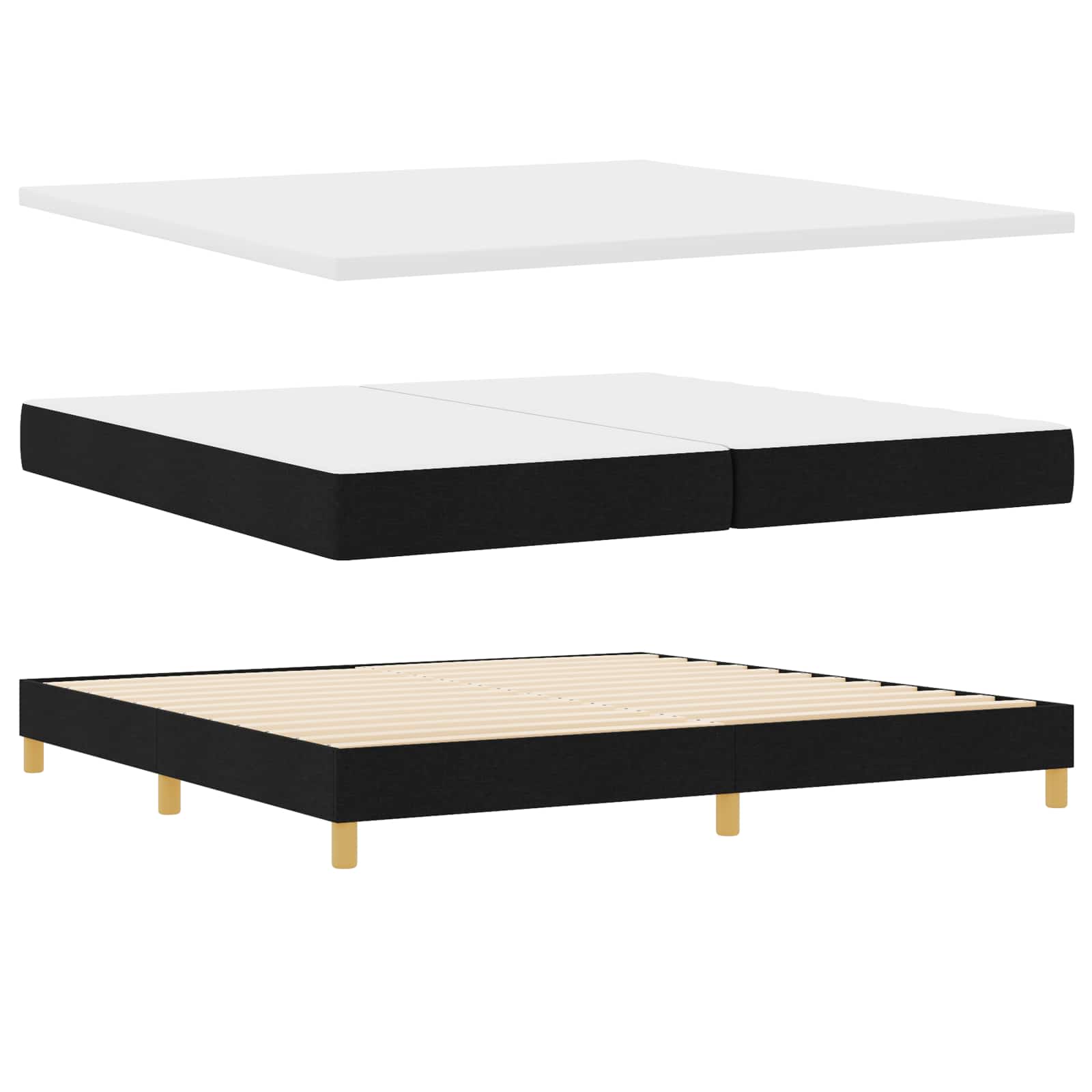 vidaXL Łóżko z sprężyną LED z paskami LED Czarny 200 x 200 cm tkanina
