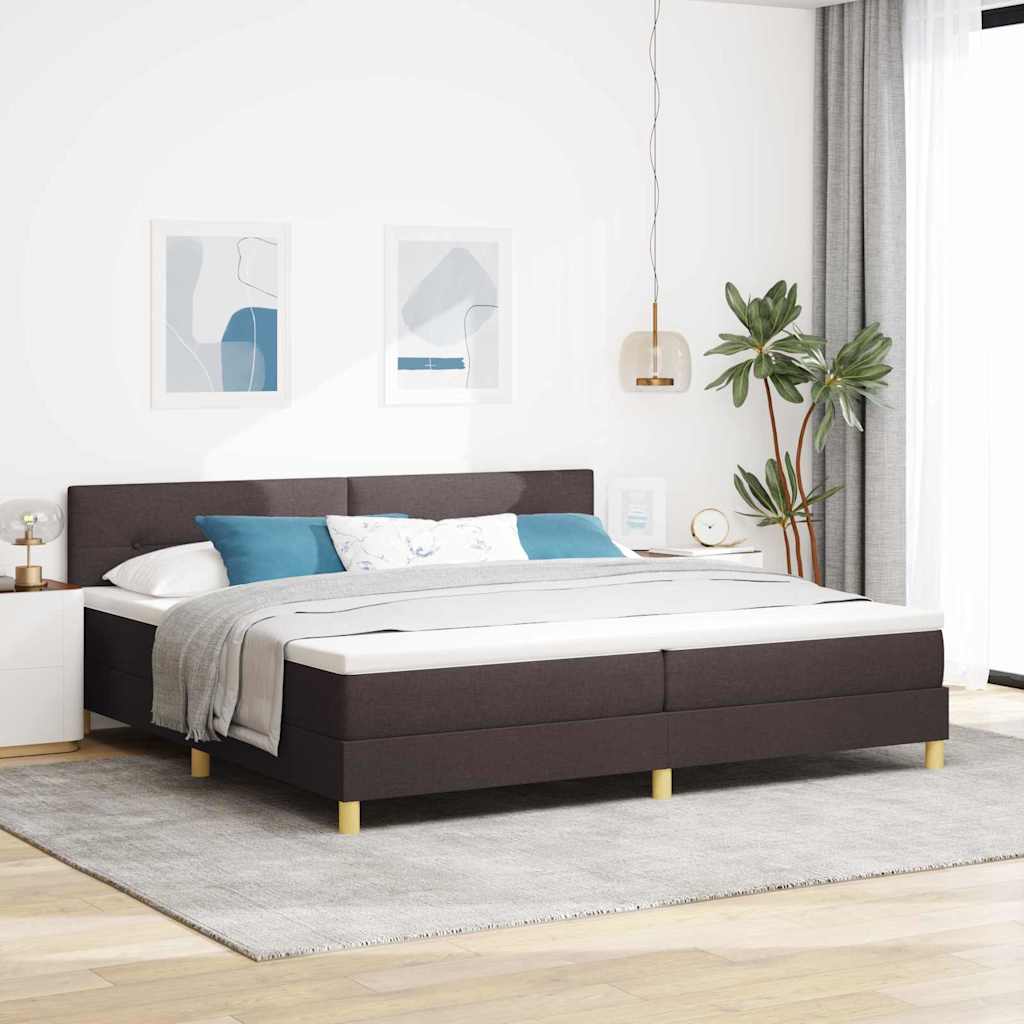 vidaXL Łóżko z sprężyną LED Ciemny brąz 200 x 200 cm tkanina