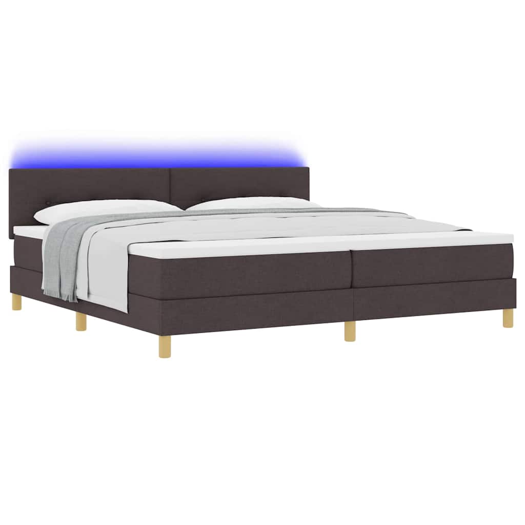 vidaXL Łóżko z sprężyną LED Ciemny brąz 200 x 200 cm tkanina
