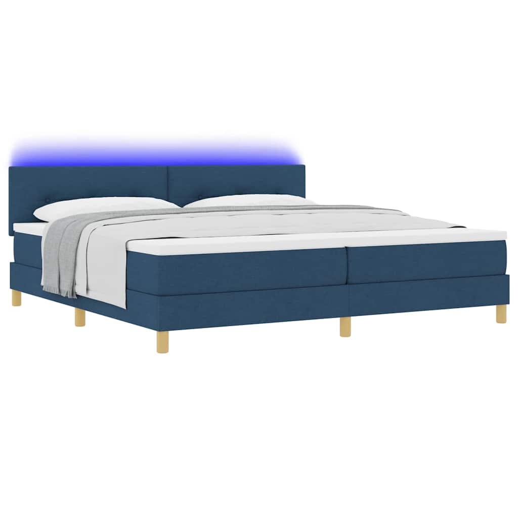 vidaXL Łóżko z sprężyną LED Niebieski 200 x 200 cm tkanina