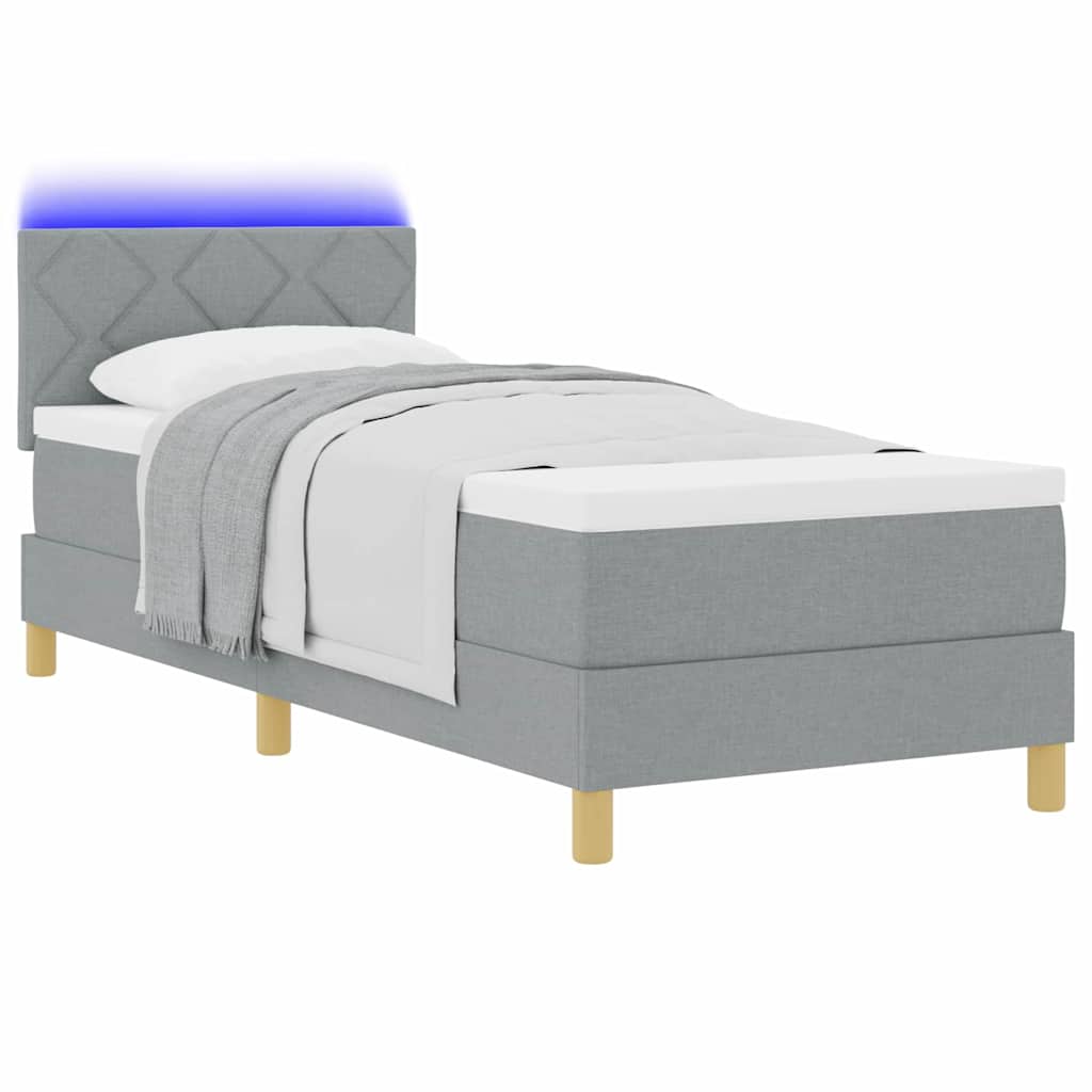 vidaXL Łóżko z sprężyną LED Jasnoszary 80 x 200 cm tkanina
