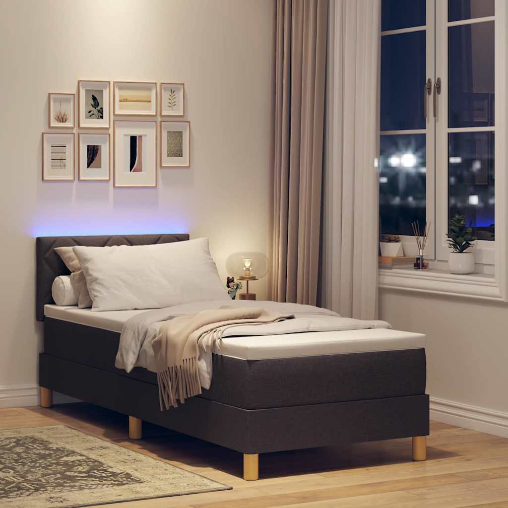 vidaXL Łóżko z sprężyną LED Ciemny brąz 80 x 200 cm tkanina