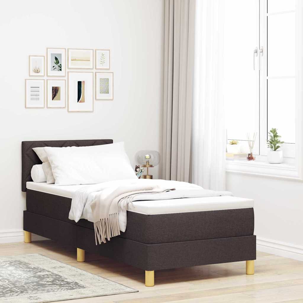 vidaXL Łóżko z sprężyną LED Ciemny brąz 80 x 200 cm tkanina