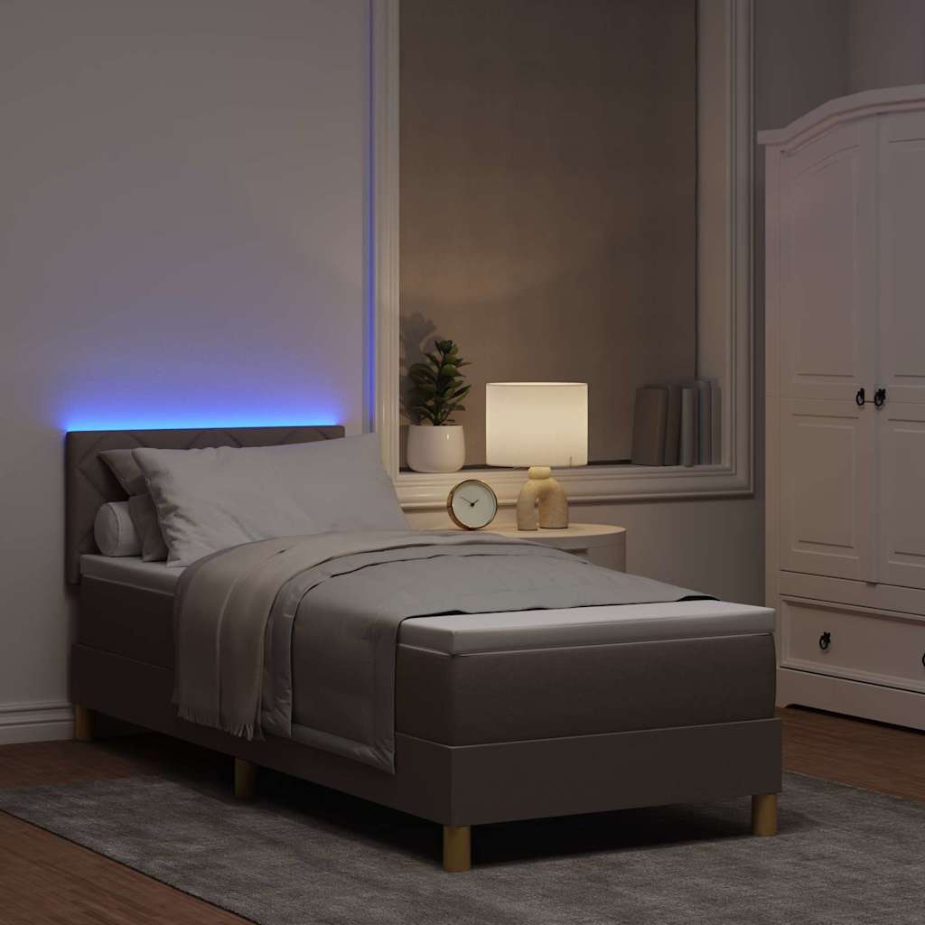 vidaXL Łóżko z sprężyną LED Ciemnoszary 80 x 200 cm tkanina