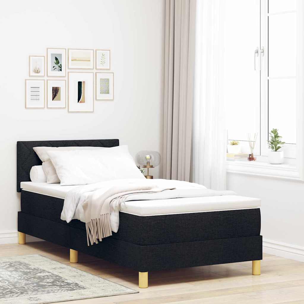 vidaXL Łóżko z sprężyną LED z paskami LED Czarny 90 x 190 cm tkanina