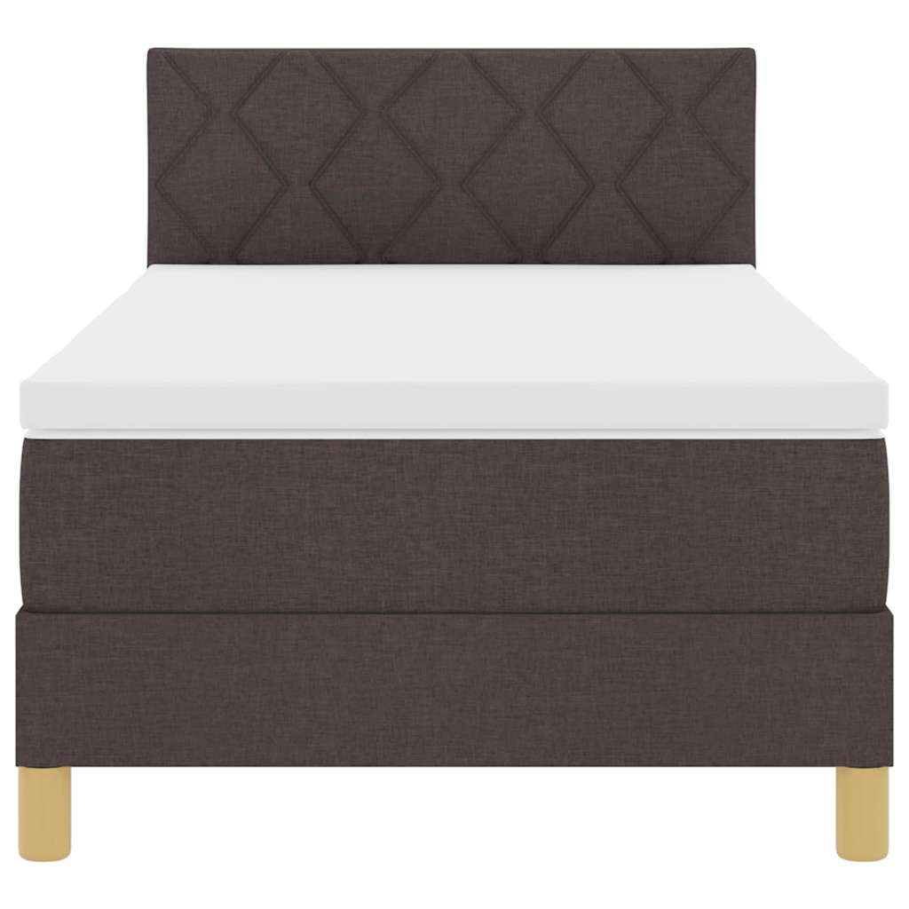 vidaXL Łóżko z sprężyną LED Ciemny brąz 90 x 190 cm tkanina