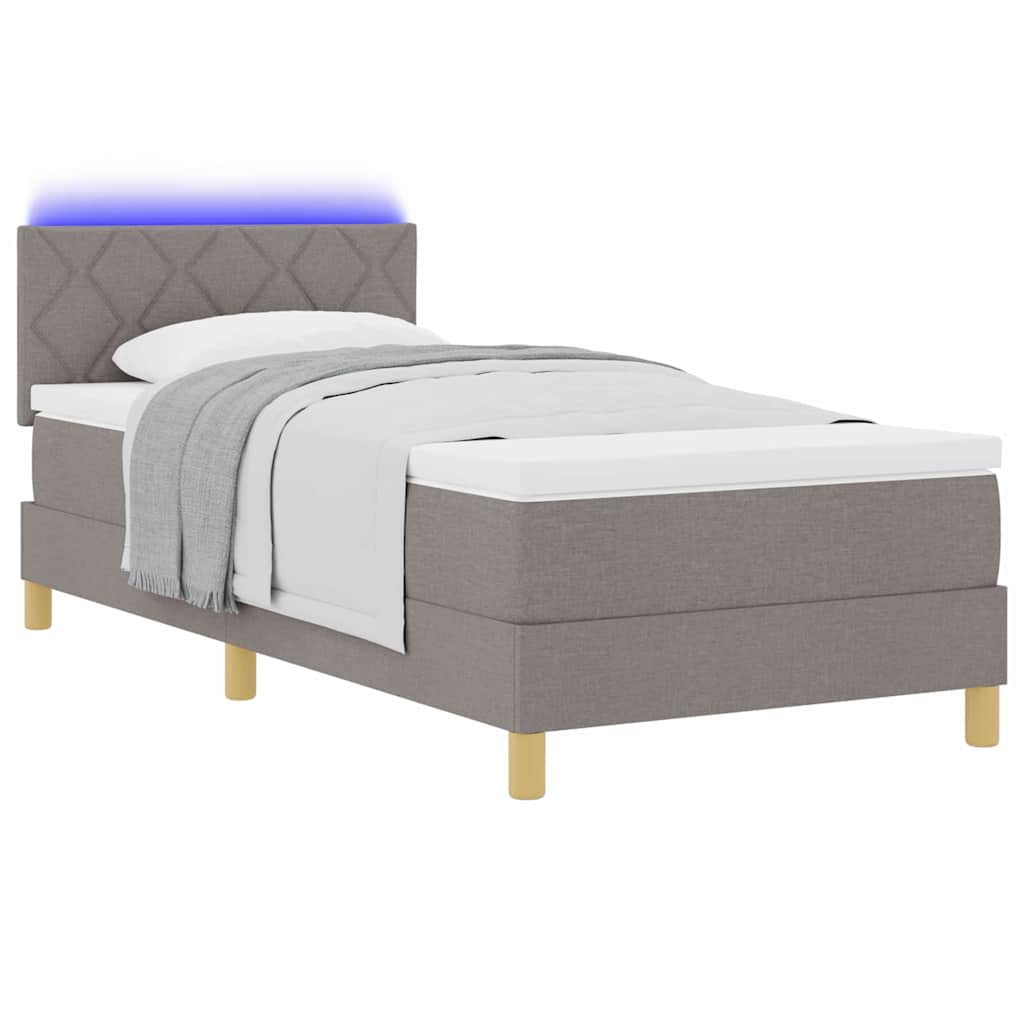 vidaXL Łóżko z sprężyną LED Ciemnoszary 90 x 200 cm tkanina